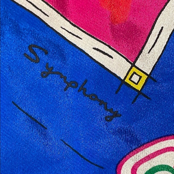 Symphony Silk Scarf Vibrant Whimsical Print Colorful geometric + novelty print - Picture 2 of 4